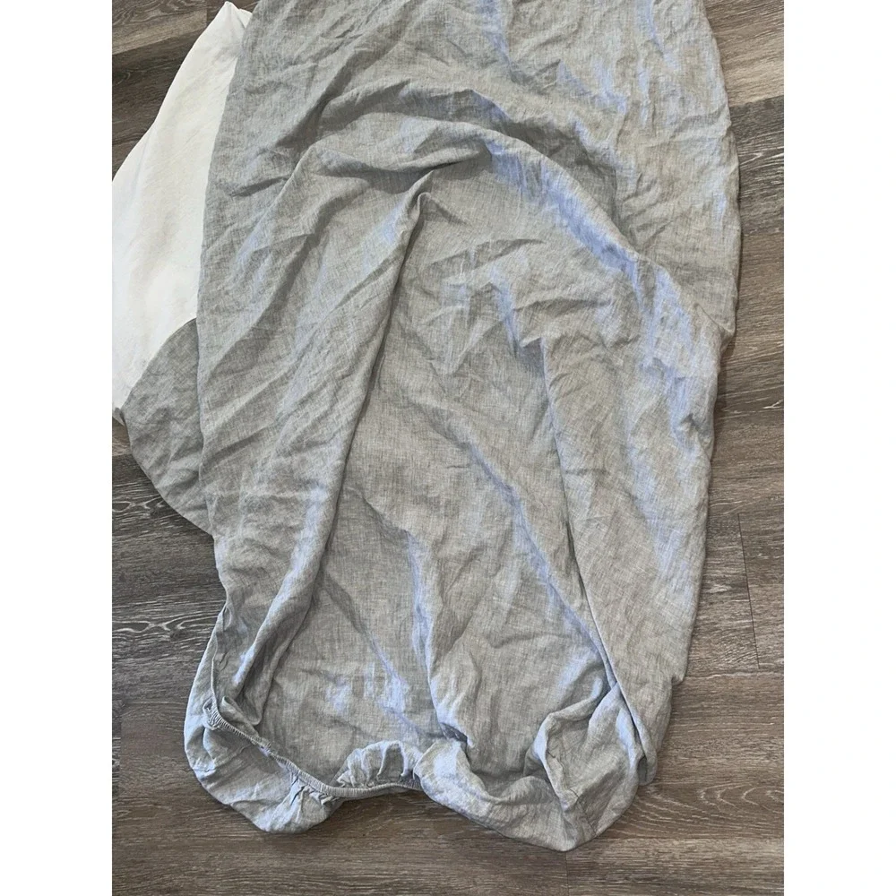 Pottery Barn Kids Belgian Flax Linen Crib Fitted Sheet & Matching Crib Skirt